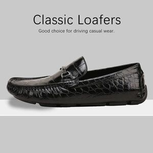 NIB Mens Genuine Leather Slip On Loafers Comfortable Casual Driving Moccasins